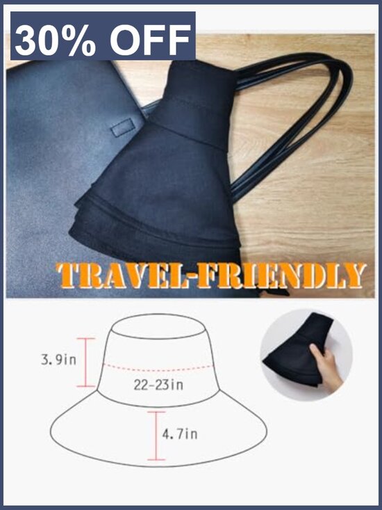 Wide Brim Sun Hat with UV Protection, Adjustable Bucket Hat, Packable Travel Hat